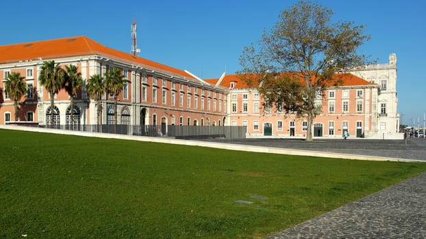 Building near the Tagus river, Lisbon, Portugal