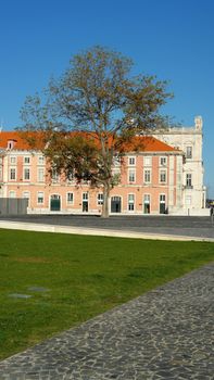 Building near the Tagus river, Lisbon, Portugal