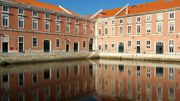 Building near the Tagus river, Lisbon, Portugal