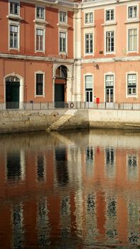 Building near the Tagus river, Lisbon, Portugal