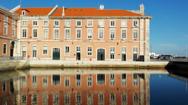 Building near the Tagus river, Lisbon, Portugal