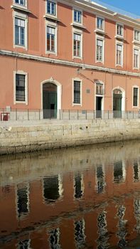 Building near the Tagus river, Lisbon, Portugal