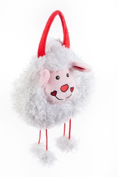 Toy bag for gift on isolated studio background