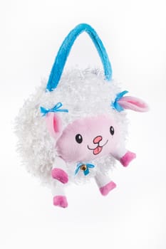 Toy bag for gift on isolated studio background
