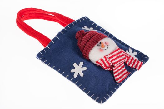 Toy bag for gift on isolated studio background