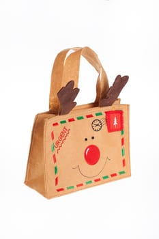 Toy bag for gift on isolated studio background