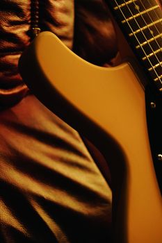 Close up of an electric guitar detail