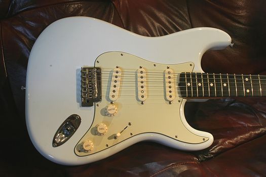 Close up of an electric guitar detail
