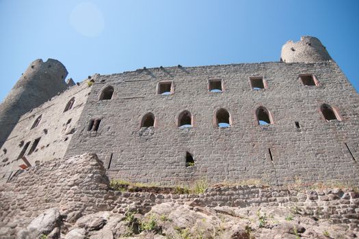 Castle ruins in Alsace during vacation of europe tourism