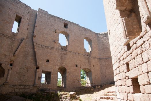 Castle ruins in Alsace during vacation of europe tourism