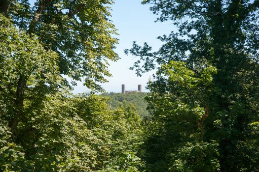 Castle ruins in Alsace during vacation of europe tourism