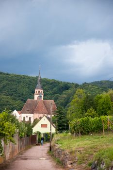 Summer travel in France Alsace on wine road