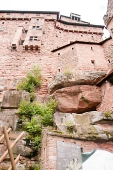 Old middle ages castle walls in Alsace tourism