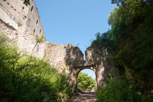 Castle ruins in Alsace during vacation of europe tourism