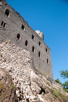 Castle ruins in Alsace during vacation of europe tourism