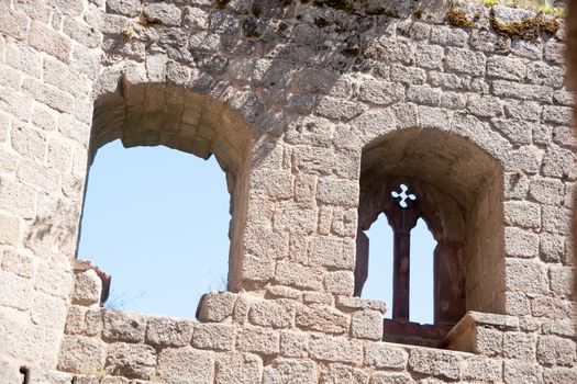 Castle ruins in Alsace during vacation of europe tourism