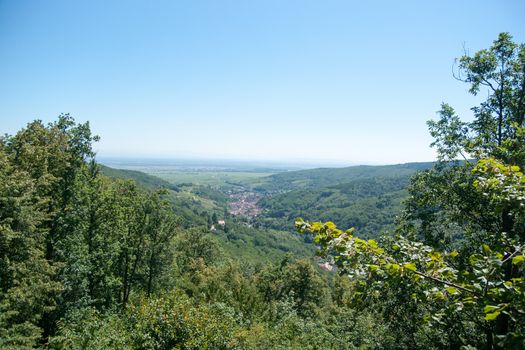 View from france mountain to alsace in summer