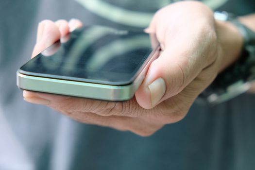 Close up of Man Hand holding Smart Phone