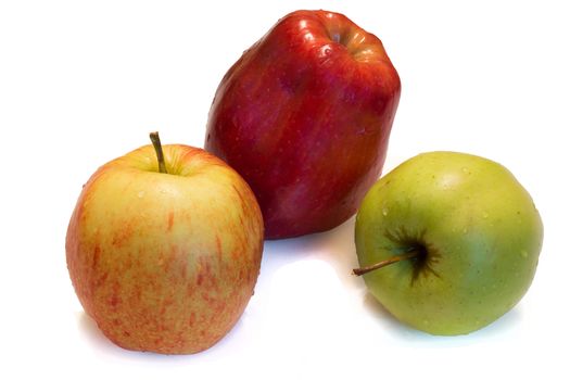 The photo shows an apple on a white background.