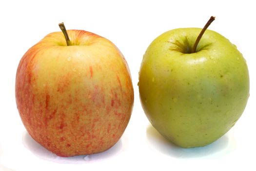 The photo shows an apple on a white background.