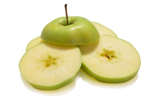 The photo shows an apple on a white background