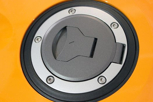 Fuel Cap of Motorcycle in Yellow Gas Tank