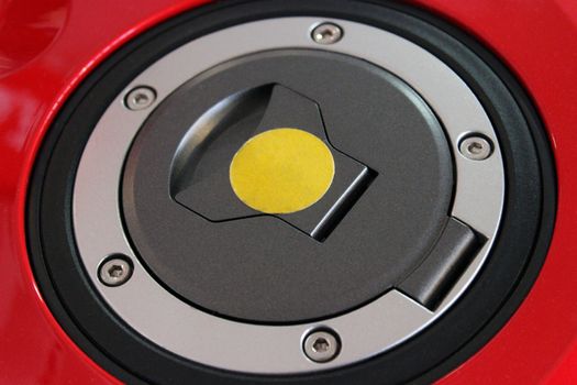 Fuel Cap of Motorcycle in Red Gas Tank