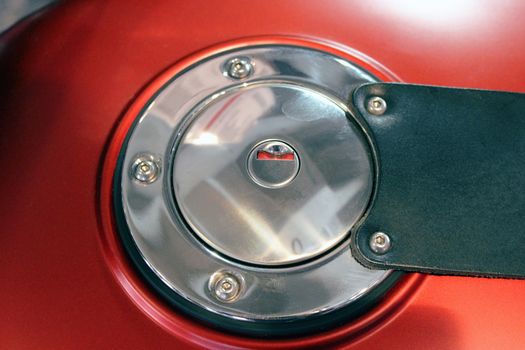 Fuel Cap of Motorcycle in Red Gas Tank