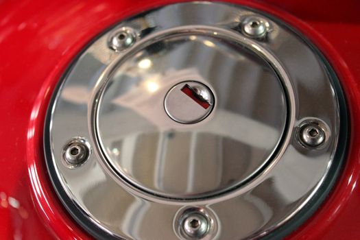 Fuel Cap of Motorcycle in Red Gas Tank