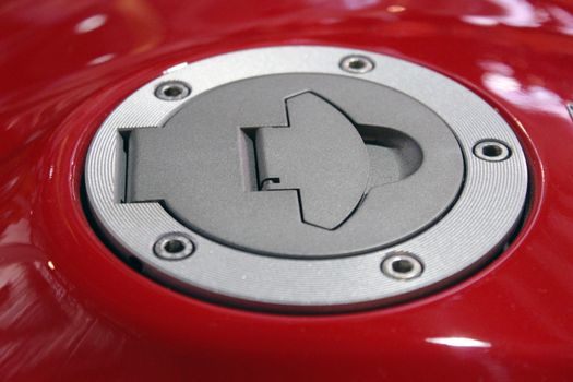 Fuel Cap of Motorcycle in Red Gas Tank