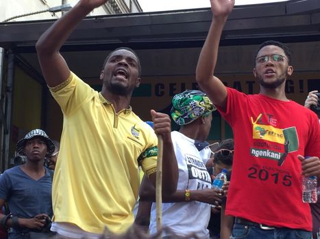 SOUTH AFRICA, Johannesburg: Thousands of students from two universities marched to the ANC head office in Johannesburg on October 22, 2015 in protest over proposed fee rises. They began at their respective campuses at University of Witwatersrand and the University of Johannesburg to give Gwede Mantashe, the Secretary General of the African National Congress a memorandum in which they asked for free quality education for all.