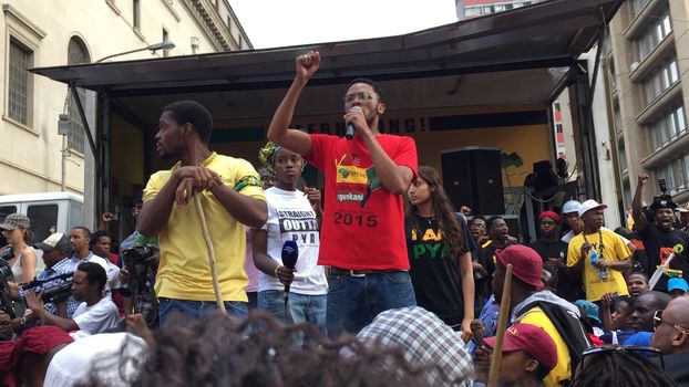 SOUTH AFRICA, Johannesburg: Thousands of students from two universities marched to the ANC head office in Johannesburg on October 22, 2015 in protest over proposed fee rises. They began at their respective campuses at University of Witwatersrand and the University of Johannesburg to give Gwede Mantashe, the Secretary General of the African National Congress a memorandum in which they asked for free quality education for all.