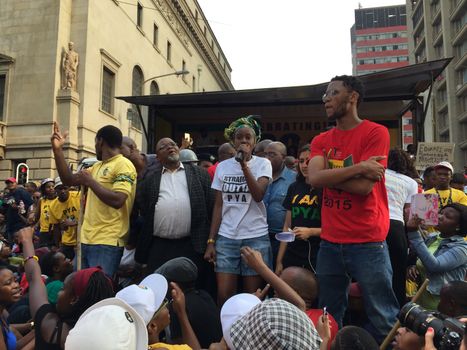 SOUTH AFRICA, Johannesburg: Thousands of students from two universities marched to the ANC head office in Johannesburg on October 22, 2015 in protest over proposed fee rises. They began at their respective campuses at University of Witwatersrand and the University of Johannesburg to give Gwede Mantashe, the Secretary General of the African National Congress a memorandum in which they asked for free quality education for all.