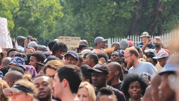 SOUTH AFRICA, Johannesburg: Thousands of students from two universities marched to the ANC head office in Johannesburg on October 22, 2015 in protest over proposed fee rises. They began at their respective campuses at University of Witwatersrand and the University of Johannesburg to give Gwede Mantashe, the Secretary General of the African National Congress a memorandum in which they asked for free quality education for all.