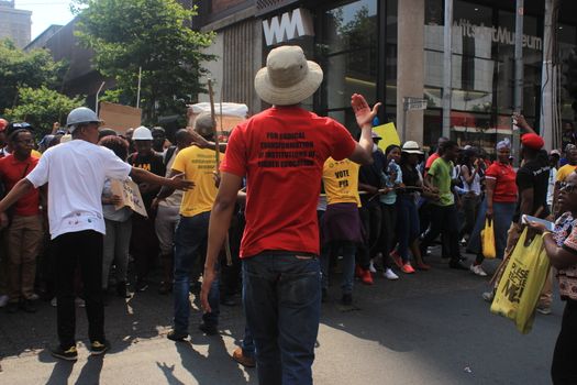 SOUTH AFRICA, Johannesburg: Thousands of students from two universities marched to the ANC head office in Johannesburg on October 22, 2015 in protest over proposed fee rises. They began at their respective campuses at University of Witwatersrand and the University of Johannesburg to give Gwede Mantashe, the Secretary General of the African National Congress a memorandum in which they asked for free quality education for all.