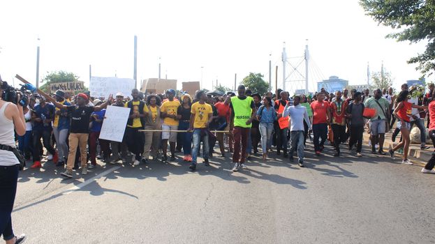 SOUTH AFRICA, Johannesburg: Thousands of students from two universities marched to the ANC head office in Johannesburg on October 22, 2015 in protest over proposed fee rises. They began at their respective campuses at University of Witwatersrand and the University of Johannesburg to give Gwede Mantashe, the Secretary General of the African National Congress a memorandum in which they asked for free quality education for all.