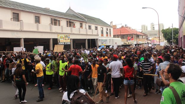 SOUTH AFRICA, Johannesburg: Thousands of students from two universities marched to the ANC head office in Johannesburg on October 22, 2015 in protest over proposed fee rises. They began at their respective campuses at University of Witwatersrand and the University of Johannesburg to give Gwede Mantashe, the Secretary General of the African National Congress a memorandum in which they asked for free quality education for all.