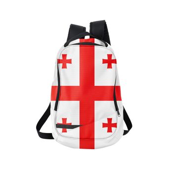 Georgia flag backpack isolated on white background. Back to school concept. Education and study abroad. Travel and tourism in Georgia