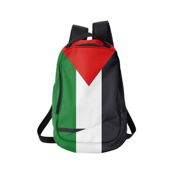 Palestine flag backpack isolated on white background. Back to school concept. Education and study abroad. Travel and tourism in Palestina