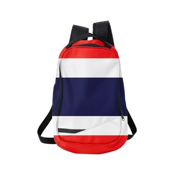 Thailand flag backpack isolated on white background. Back to school concept. Education and study abroad. Travel and tourism in Thailand