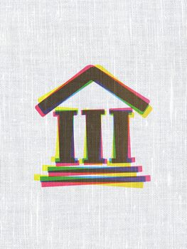 Law concept: CMYK Courthouse on linen fabric texture background
