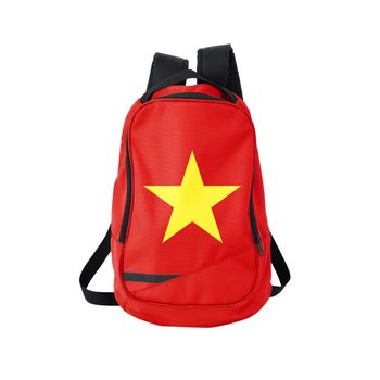 Vietnam flag backpack isolated on white background. Back to school concept. Education and study abroad. Travel and tourism in Vietnam