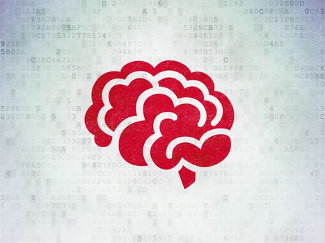 Medicine concept: Painted red Brain icon on Digital Paper background