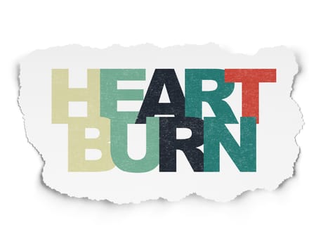 Healthcare concept: Painted multicolor text Heartburn on Torn Paper background