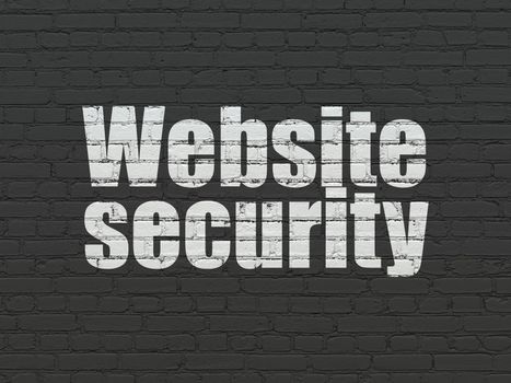 Web development concept: Painted white text Website Security on Black Brick wall background