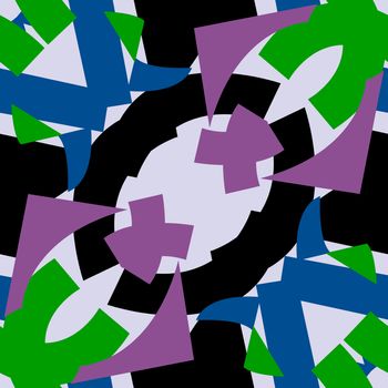 Black purple and green symmetrical triangle patterns