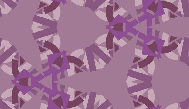 Seamless tiled pattern of symmetrical purple triangular shapes