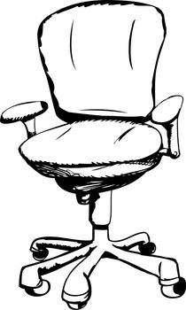 Outlined ergonomic office task chair over white background