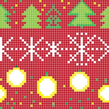 Christmas pixel seamless pattern, illustration of a scoreboard composition with digital graphic model
