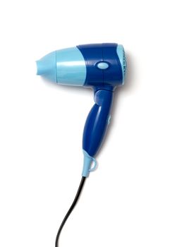 a travel hairdryer isolated on a white background